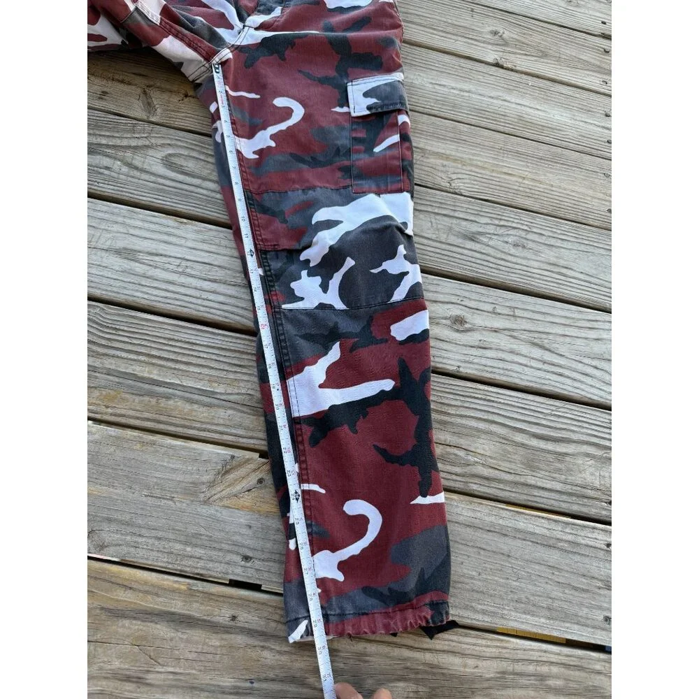 RED BLACK GREY‎ CAMO STRAIGHT CARGO PANTS MEN'S WAIST 27